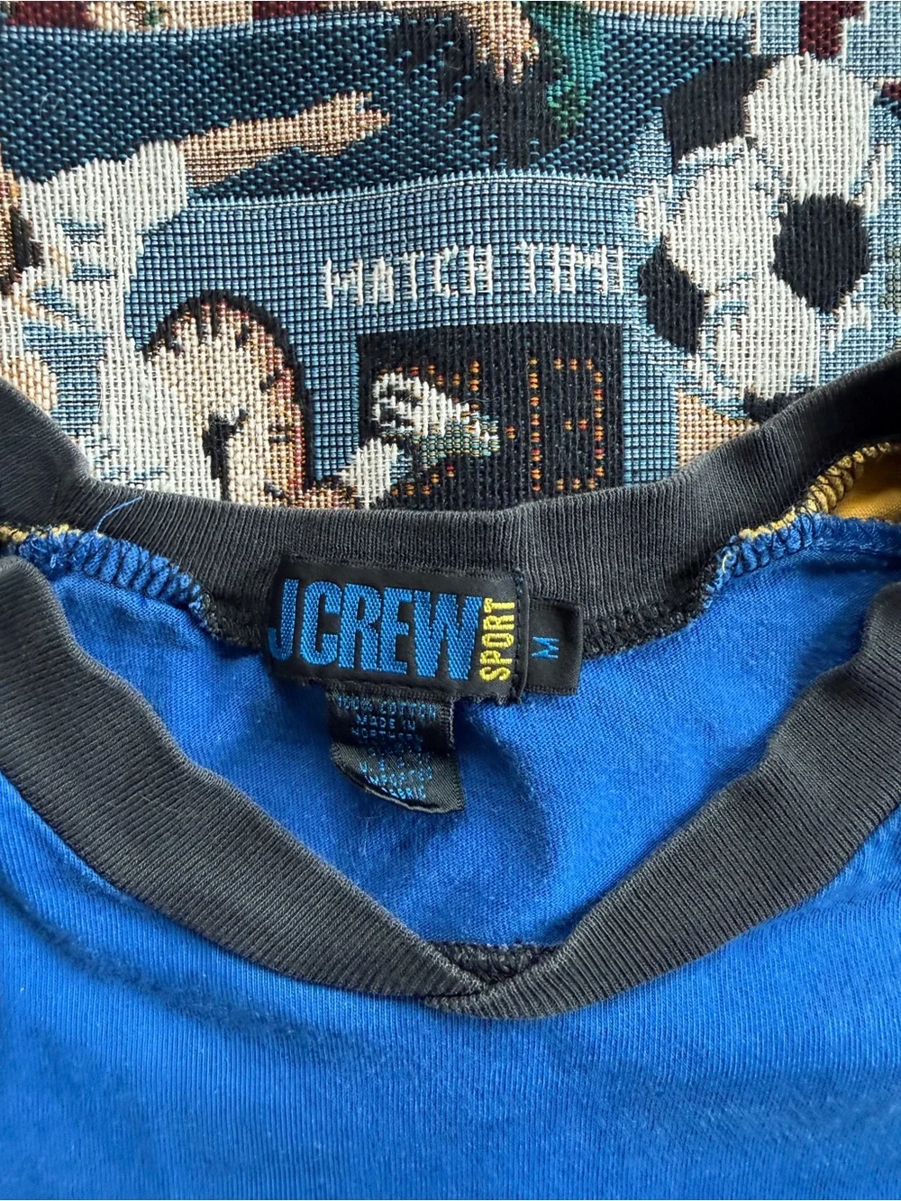 Vintage 90s Men’s J.crew Sport Blue & Yellow Long Sleeve T-shirt